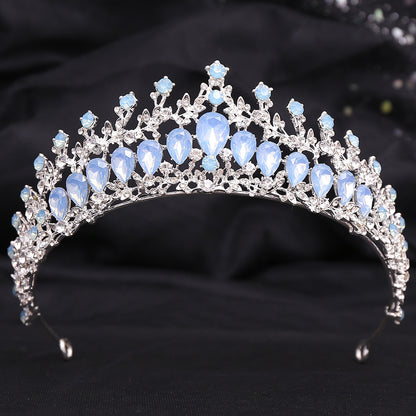 Wedding Birthday Headdress Crown Alloy Inlaid Protein Green Bright Crystal Bride