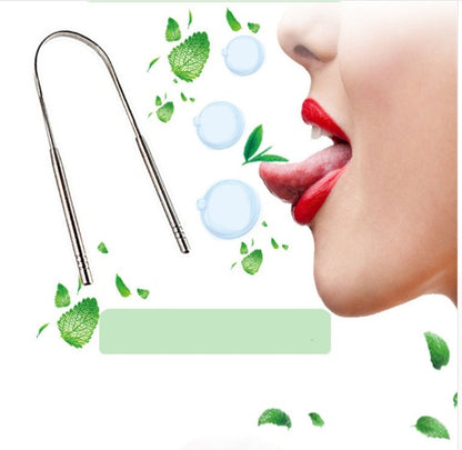 Best selling explosion models factory direct explosion models 304 stainless steel tongue scraper to remove bad breath clean tongue moss scraper