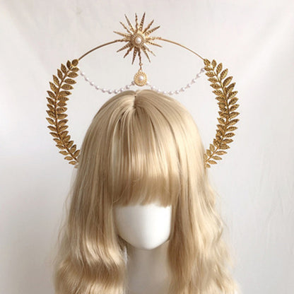 Wheat Ear Cross Feather Church Pope Golden Hair Ornament