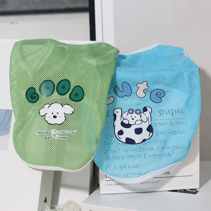 Spring And Summer Grid Pet Cute Cartoon Printed Vest