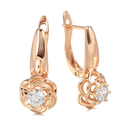 Fashion Rose Earrings Female 585 Rose Gold