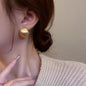 Matte Brushed Gold Bean Earrings For Women's Versatile Earrings
