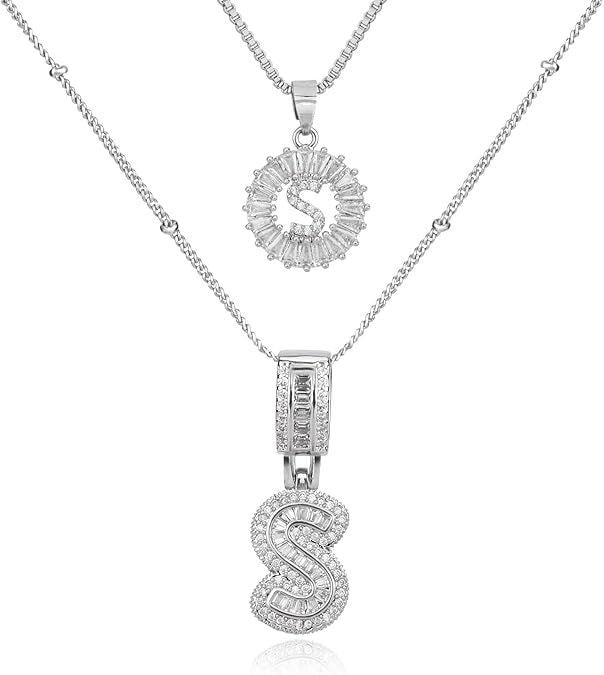 26 English Letters Copper-plated Gold Diamond Pendant Necklace