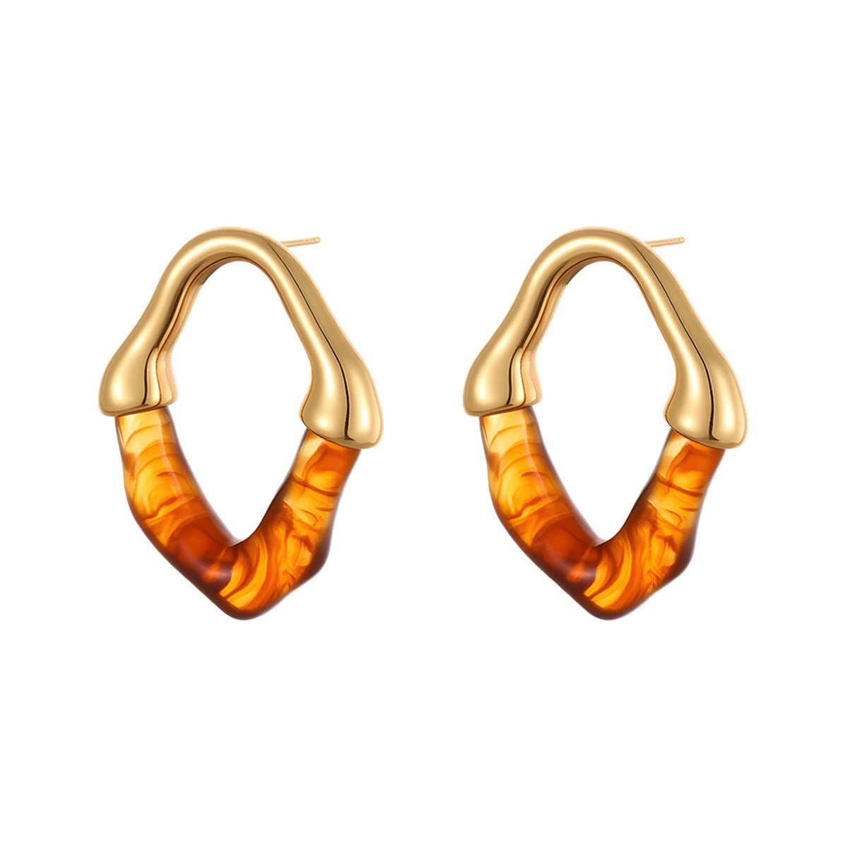 Color Resin Stitching Stainless Steel Earrings