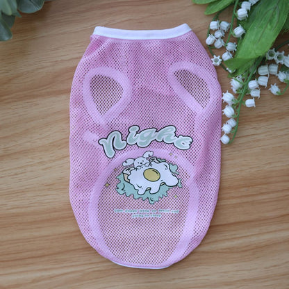 Spring And Summer Grid Pet Cute Cartoon Printed Vest