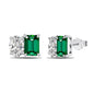 European And American INS Style S925 Sterling Silver Female Stud Earrings Emerald