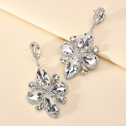 Exaggerated Geometry Shiny Glass Long Large Earrings Personality Retro Design