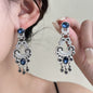 Vintage Court Style Earrings Atmospheric Blue Crystal
