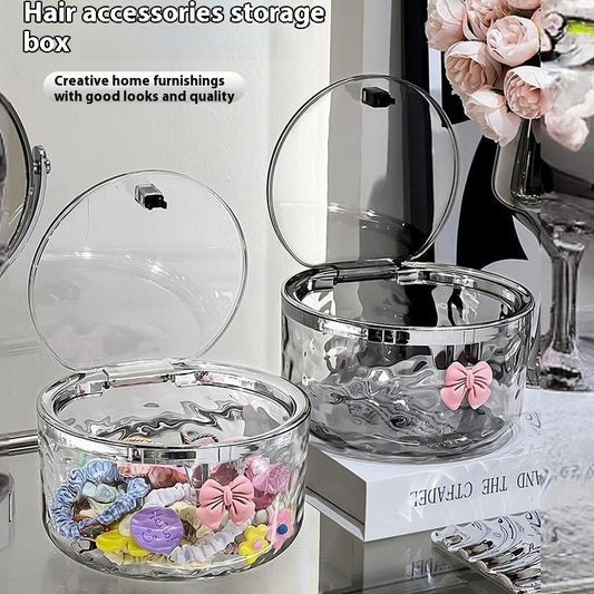 Children's Water Ripple Finishing Box Desktop Hairpin For Girls Rubber Band Transparent Storage