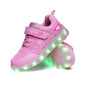 Size 26-37 Kids Led USB Recharge Glowing Shoes Children's Hook Loop