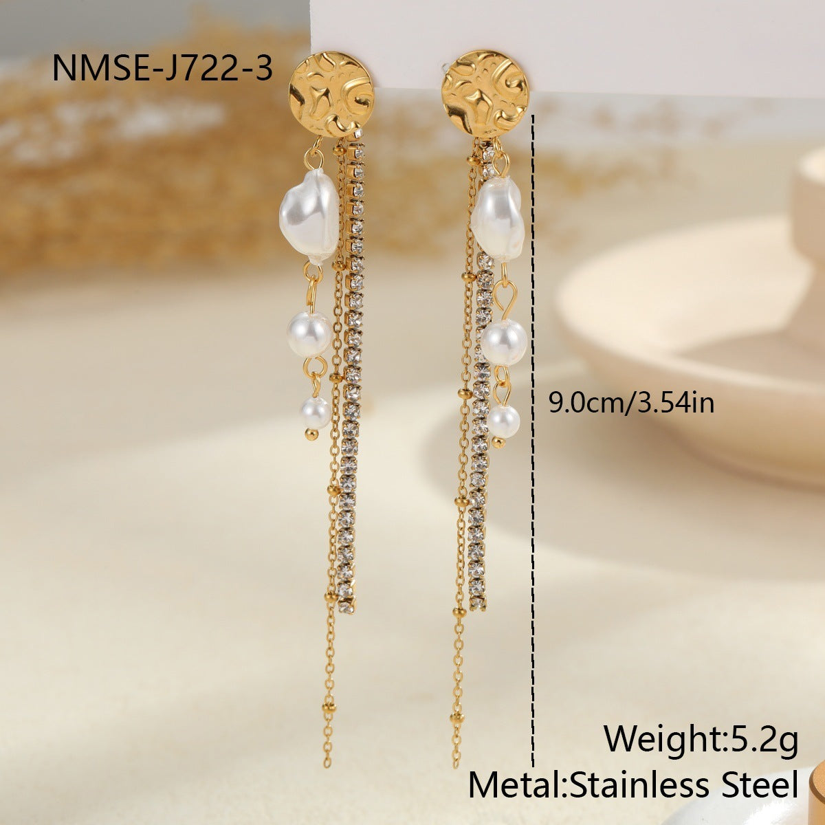 Pearl Earrings Long Tassel Stainless Steel Earrings Design Earrings