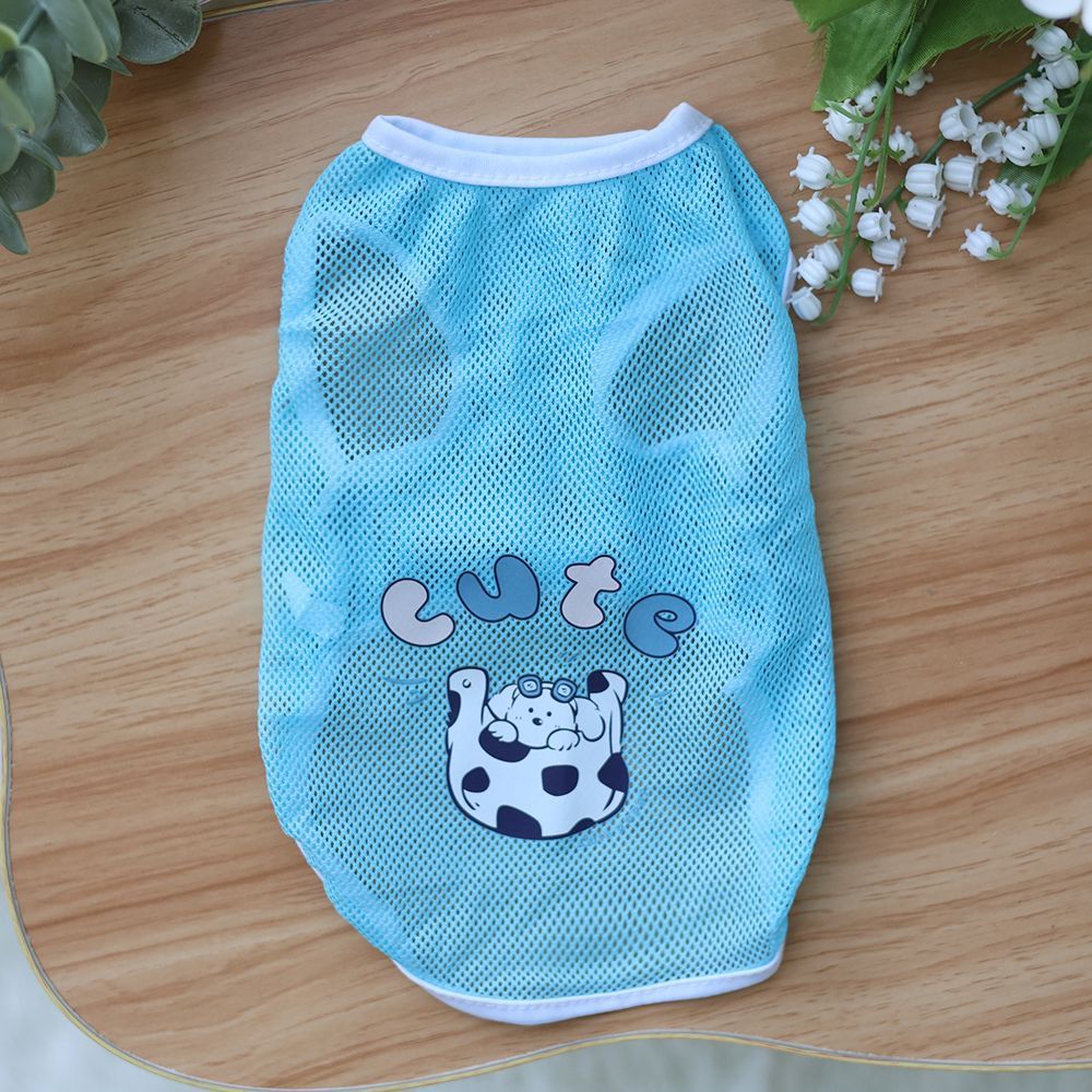 Spring And Summer Grid Pet Cute Cartoon Printed Vest