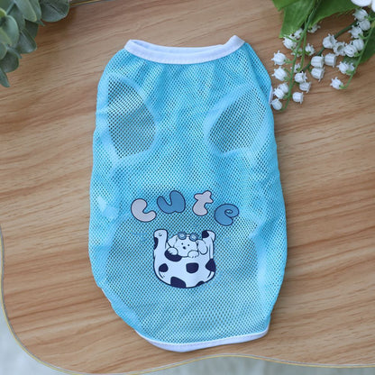 Spring And Summer Grid Pet Cute Cartoon Printed Vest