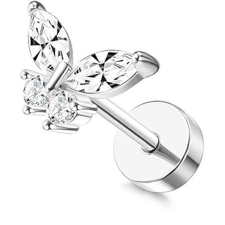 Stainless Steel 18K Gold Zircon Ear Bone Stud Titanium Steel Mini Ear Studs