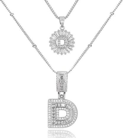 26 English Letters Copper-plated Gold Diamond Pendant Necklace