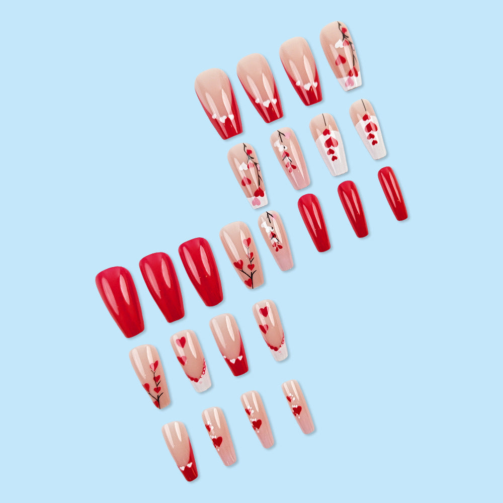 Long Red Heart Nail Sticker
