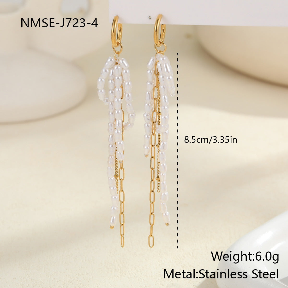 Pearl Earrings Long Tassel Stainless Steel Earrings Design Earrings