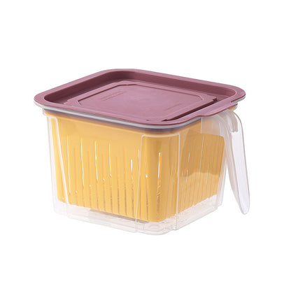 Refrigerator Double-layer Fruit And Vegetable Food Storage Container With Lid Drain And Refrigerate