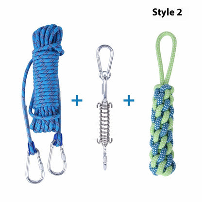 Outdoor Funny Dog Toy Stainless Steel Spring Suspension Cotton String Households Outdoor Toy Training
