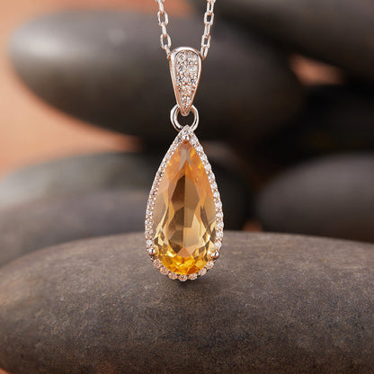 Women's Natural Topaz Citrine Necklace Set