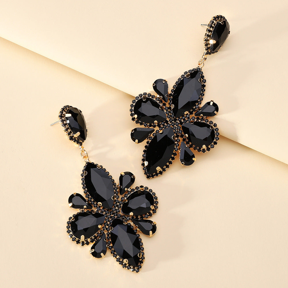 Exaggerated Geometry Shiny Glass Long Large Earrings Personality Retro Design