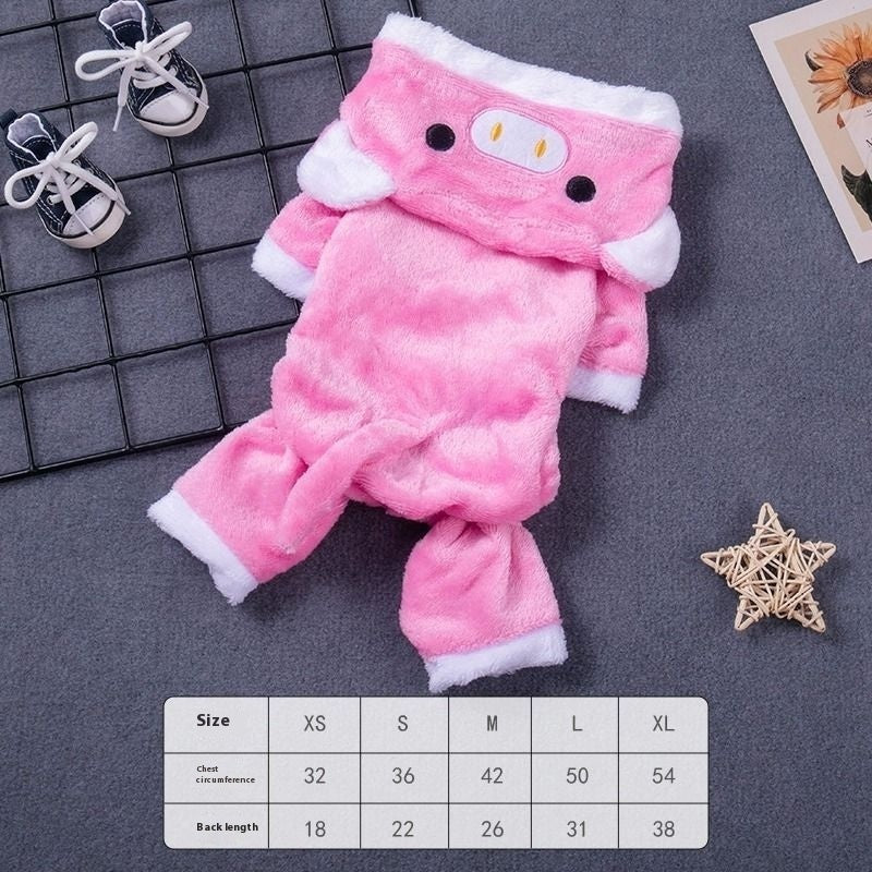 Fleece-lined Thermal Coral Fleece Pig Pet Costume Cat Clothes Small Dog