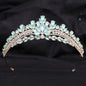Wedding Birthday Headdress Crown Alloy Inlaid Protein Green Bright Crystal Bride