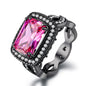 Fashion Ball Ornament Pink Zircon Plated Black Gold Women's Ring