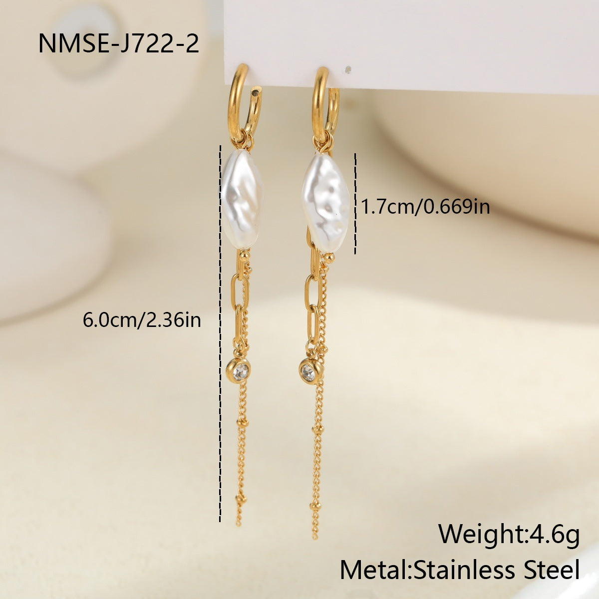 Pearl Earrings Long Tassel Stainless Steel Earrings Design Earrings