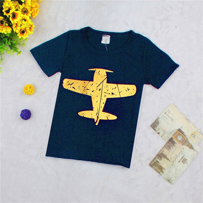 Fashion Casual Cotton Print Fashion Small Airplane Kids T-shirt