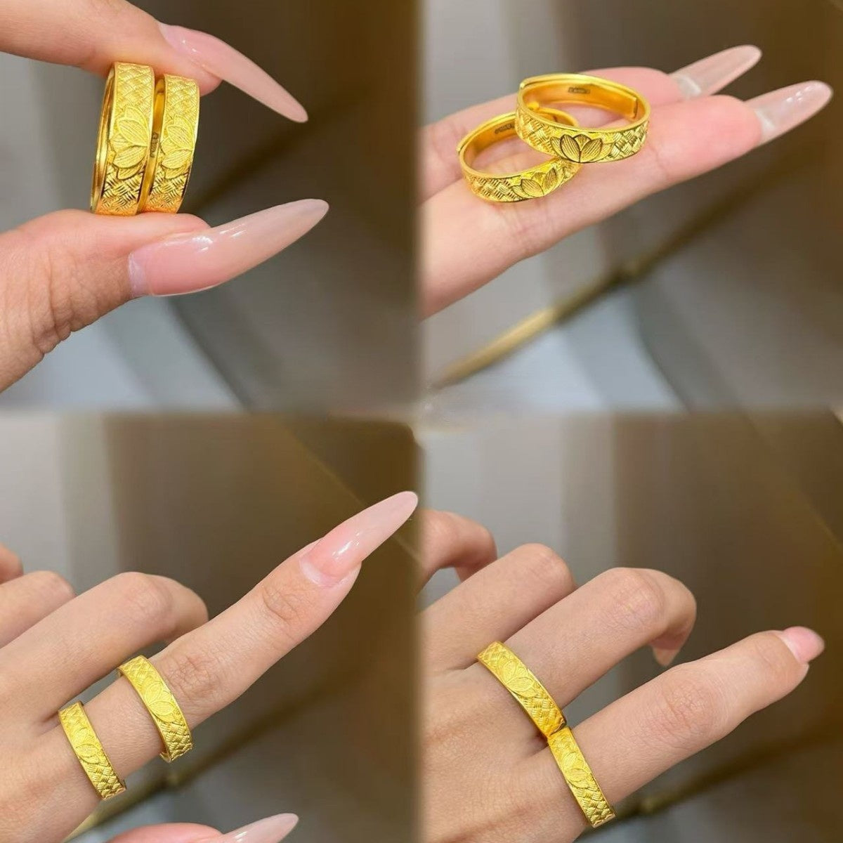 Ring Chinese Lotus Double Double Happy Character