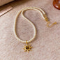 Glass Pearl Sunflower Necklace Female Temperament Light Luxury