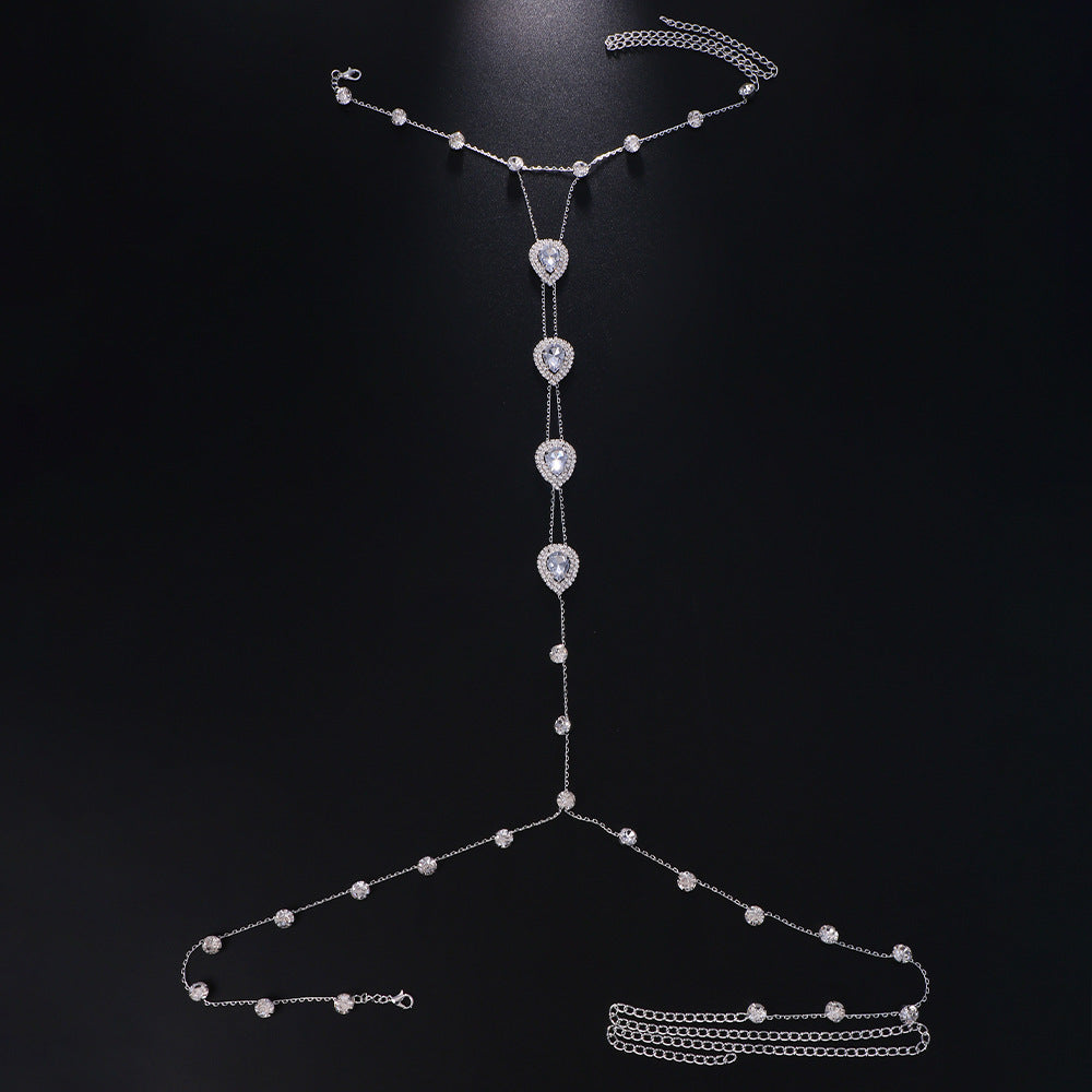 Gem Bikini Chest Necklace Body Chains Rhinestone-encrusted Jewelry