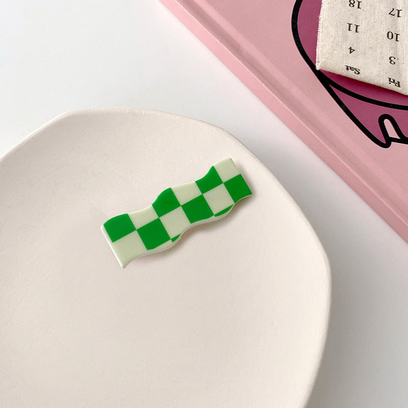 Wavy Checkerboard Hair Clips Sweet Versatile Bangs Clips