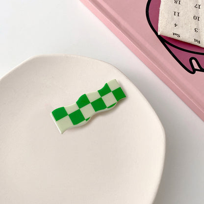 Wavy Checkerboard Hair Clips Sweet Versatile Bangs Clips