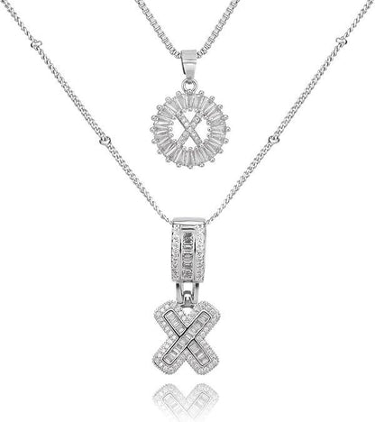 26 English Letters Copper-plated Gold Diamond Pendant Necklace