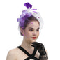 Bride Veil Hair Bow Top Hat Headdress Flower Cover Face Mesh Head