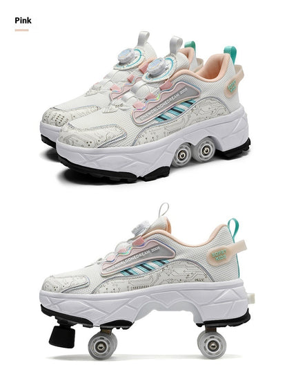 Children's Skates Four-wheel Invisible Deformation