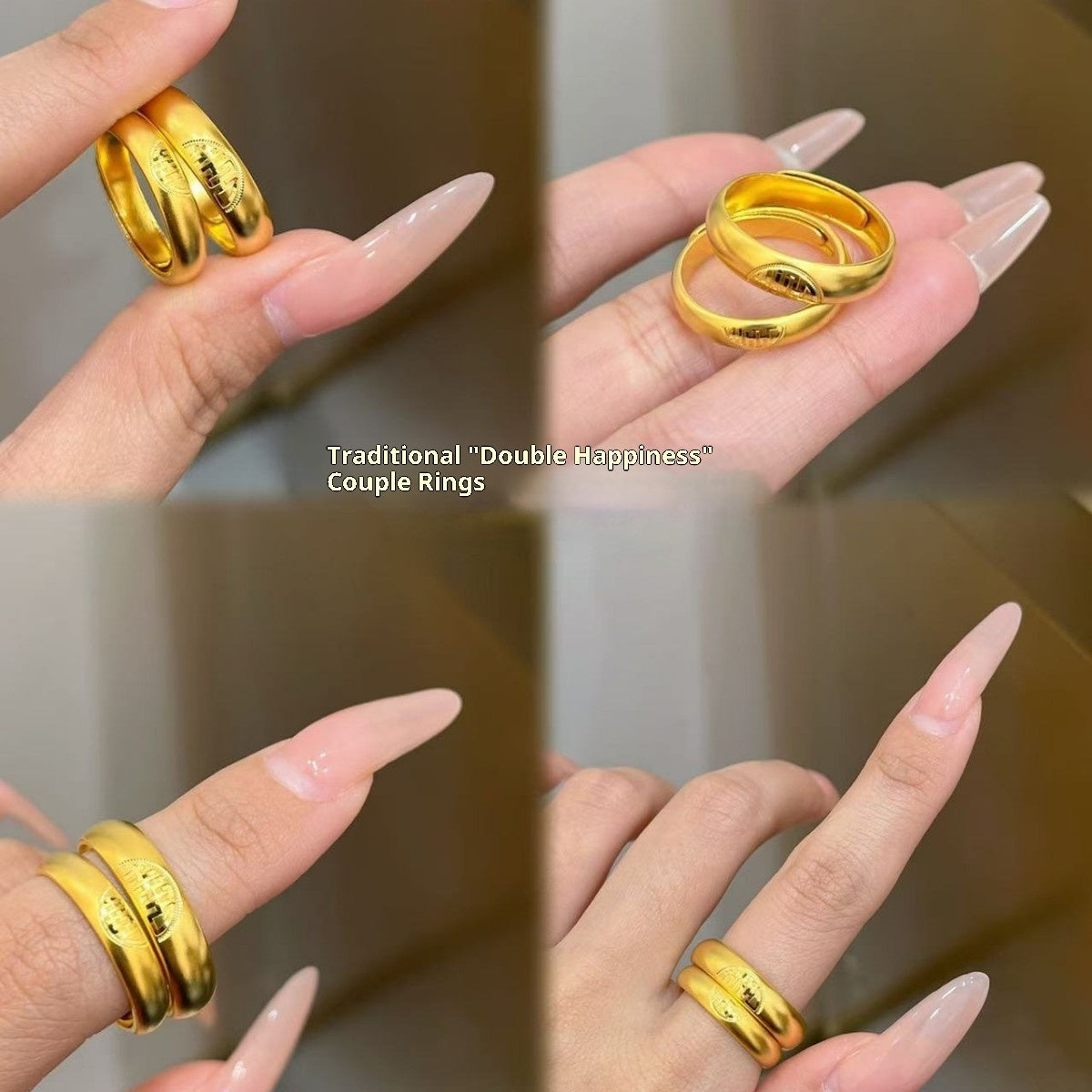 Ring Chinese Lotus Double Double Happy Character