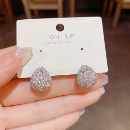 Silver Zircon Drop Shape Earrings