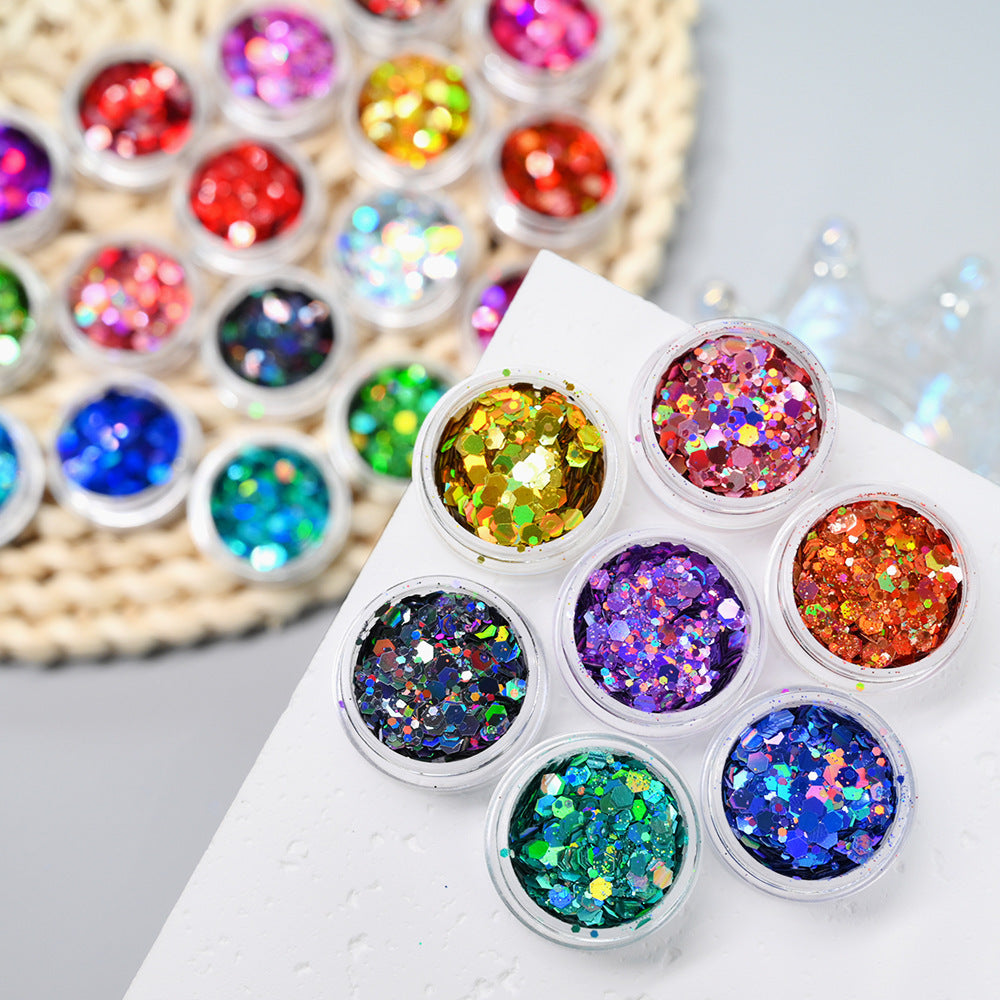 24 Color Nail Set With Circular Glitter That Sparkles