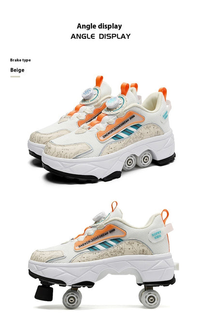 Children's Skates Four-wheel Invisible Deformation