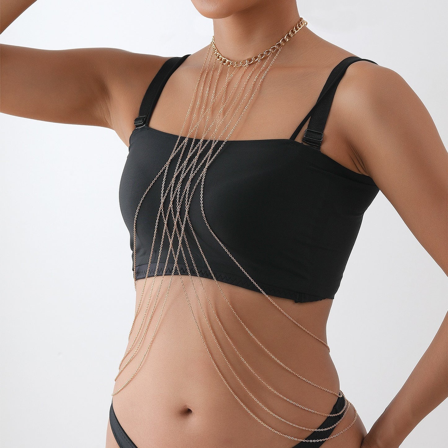 Fashion Creative Multi-layer Cross Body Chains Shop Hot Girl Chest Necklace