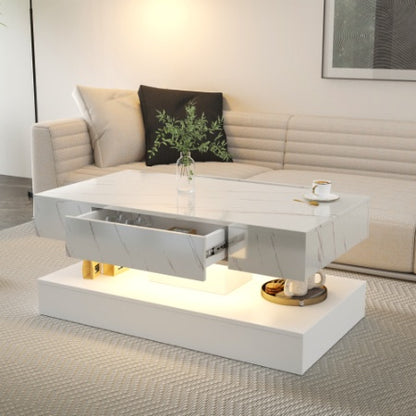 6.93IN High LED Coffee Table,Modern Coffee Table For Living Room,Living Room Tables,Large Living Room Furniture,LED Lights