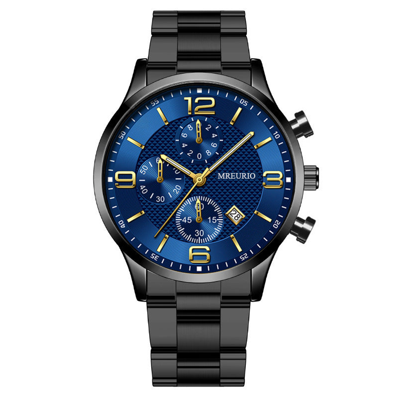 Fashion Numbers Three-eye Calendar Men's Watch