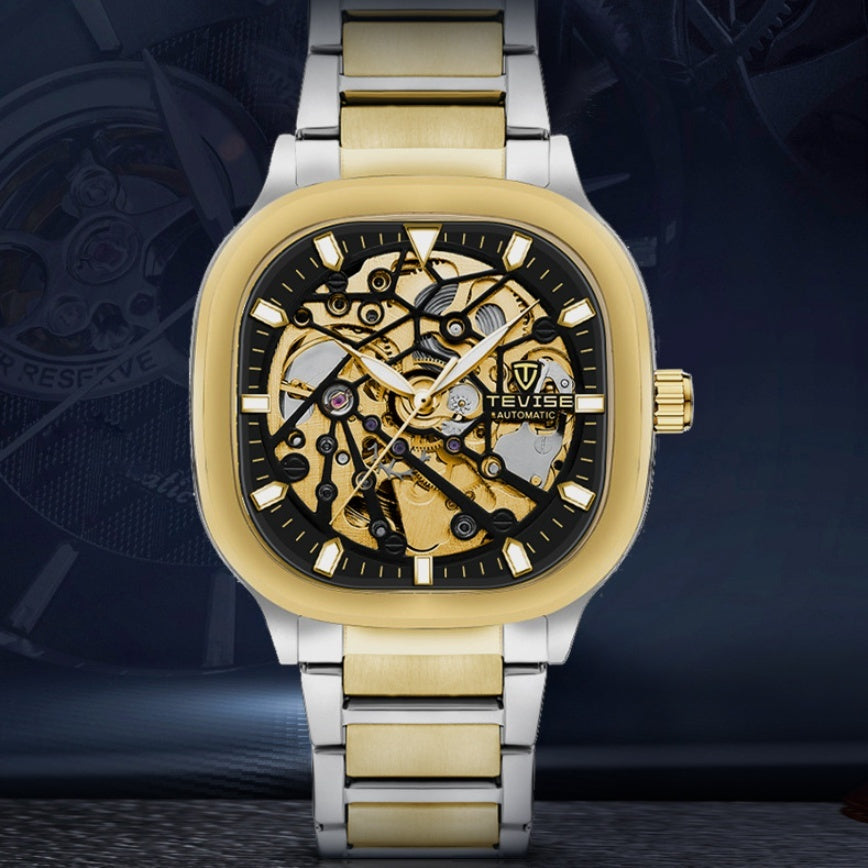 Waterproof Automatic Luminous Square Hollow Men's Watch