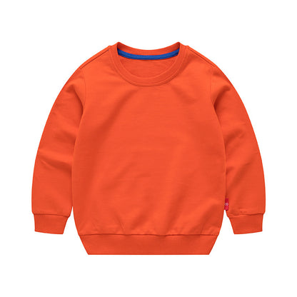 Boys Korean Round Neck Solid Color Loose Long Sleeve Pullover