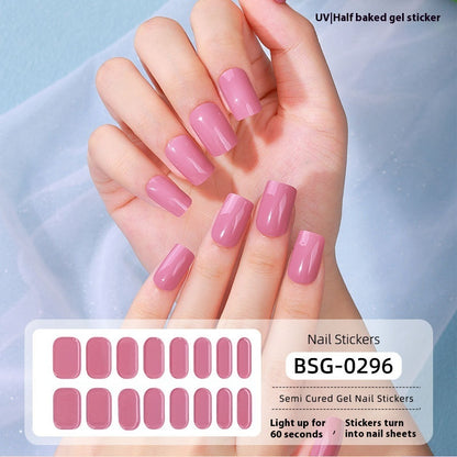 Pure Color UV Gel Nail Sticker Semi-curing Gel Nail Stickers Heating Lamp