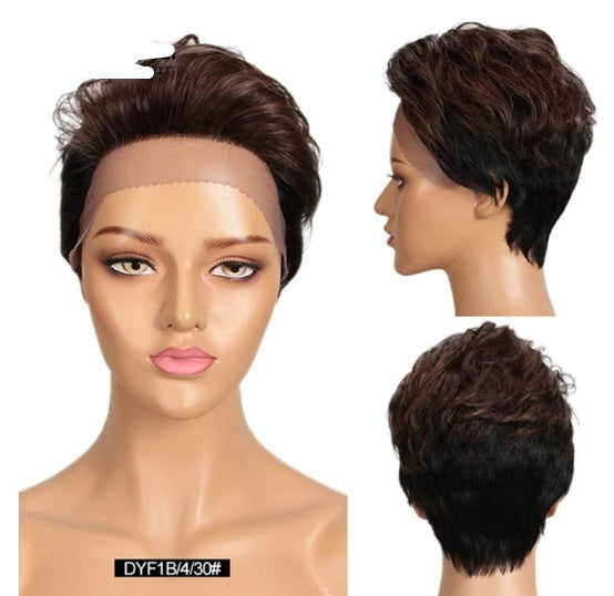 Front Lace Wig All Real Hair Short Headgear
