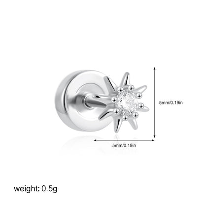 Stainless Steel 18K Gold Zircon Ear Bone Stud Titanium Steel Mini Ear Studs